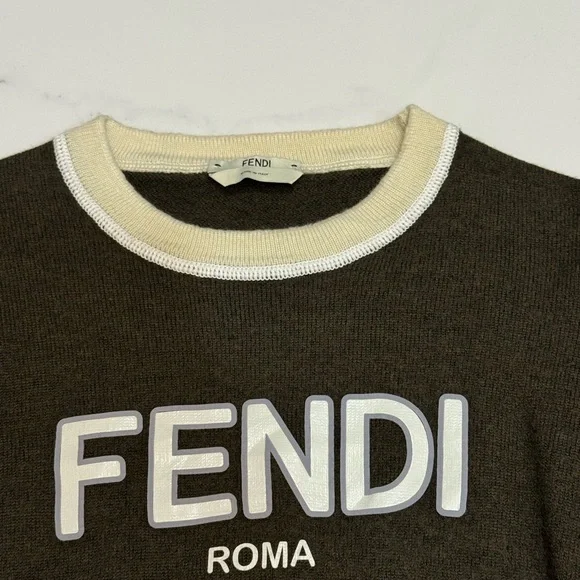 Fendi Brown and Cream Logo Sweater - Picture 2 of 4